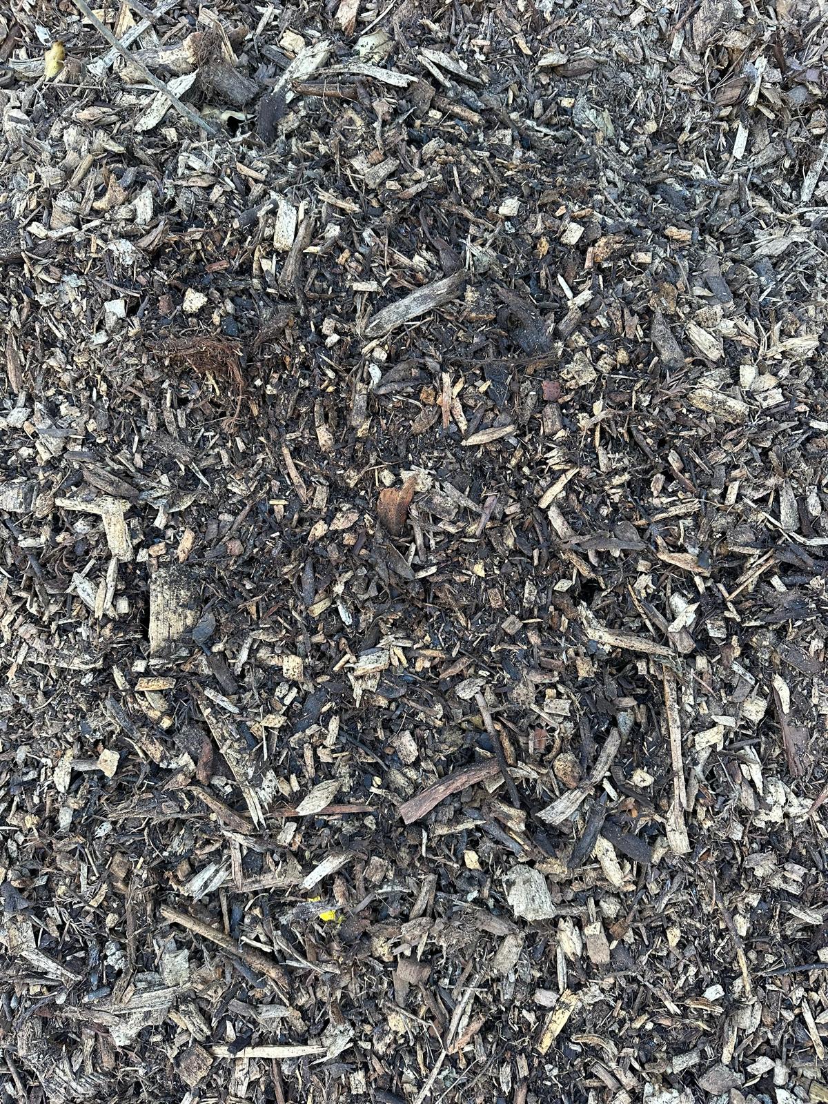 aged arborist mulch from a distance